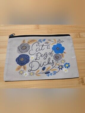 😂 Funny Floral Inappropriate Quote Canvas Pouch Rude Sarcastic Makeup Bag NWOT